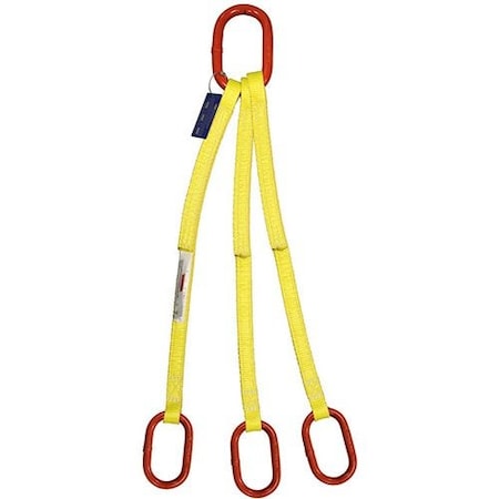Three Leg Nylon Slng, Two Ply, 2 In Web Width, 5ft L, Oblong Master Link To Oblong, 18,000lb